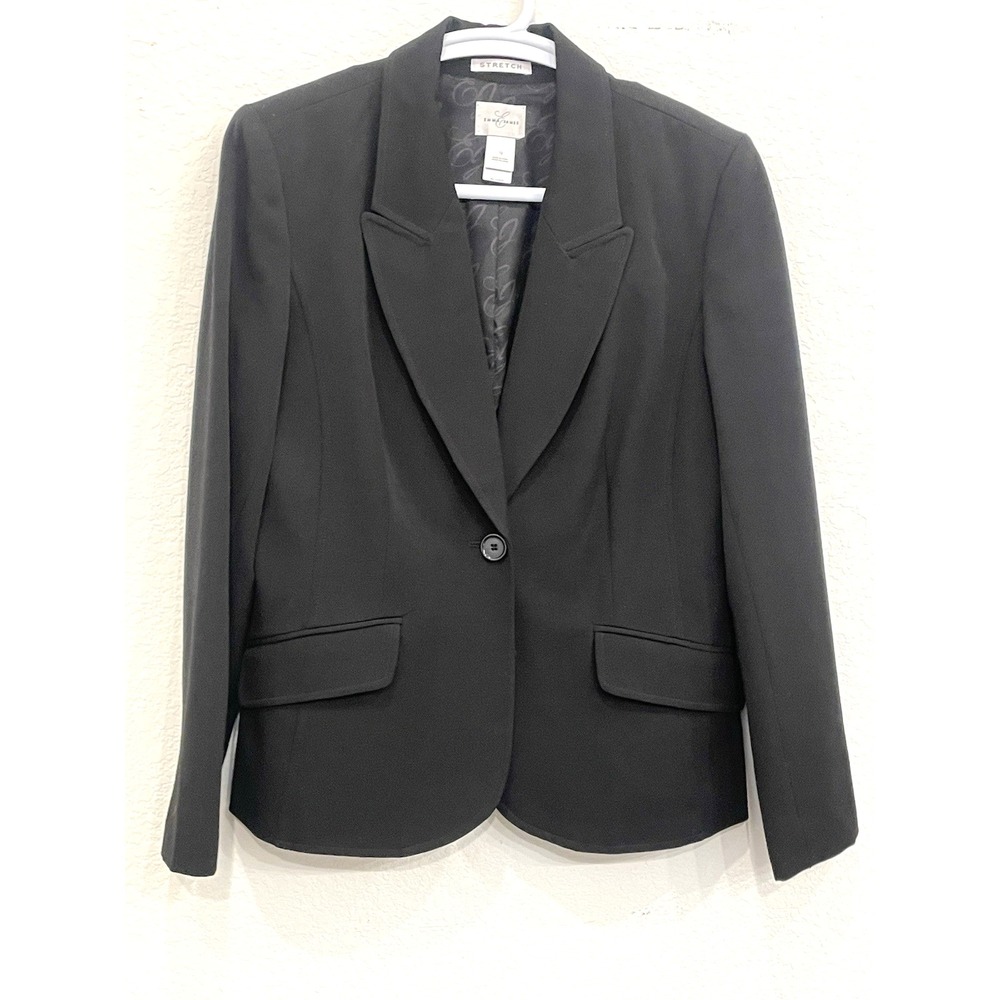 Emma James Women's Black Blazer Jacket 12 Career Office Minimalist Work Business